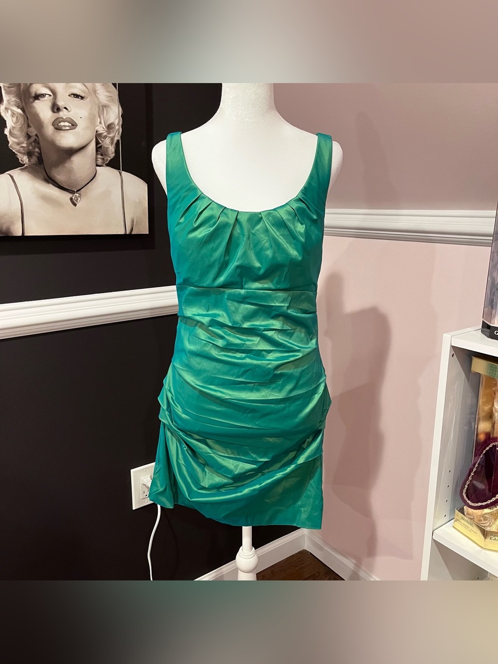 🍟 y2k emerald green ruched bandage dress 12